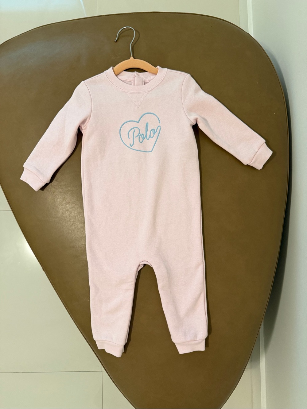 Ralph Lauren Pink Heart Logo Baby One-Piece